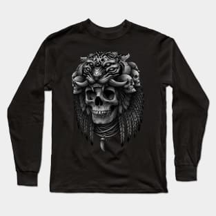Occult maya skull, Tiger Headdress Long Sleeve T-Shirt